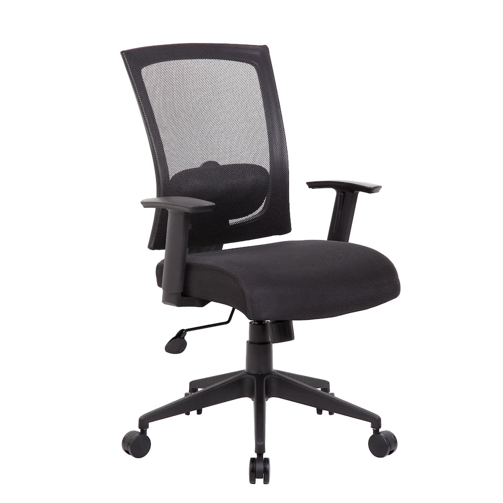 Rolling Task Chair, Black Mesh Back, Nylon Base, Height Adjustable