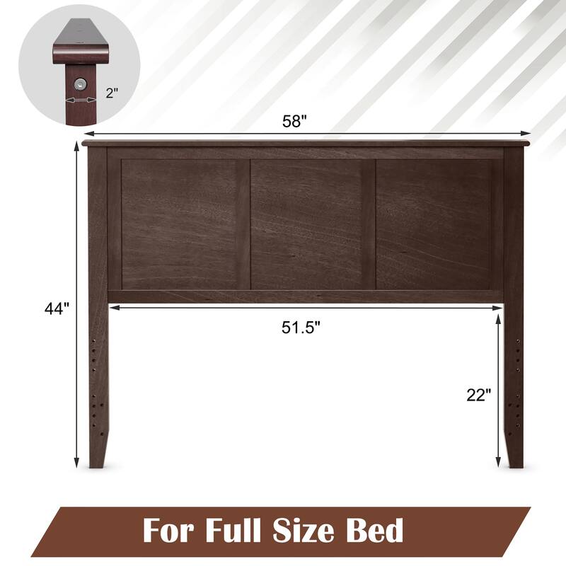Costway Full Wood Headboard Flat Panel Pre-drilled Holes Height