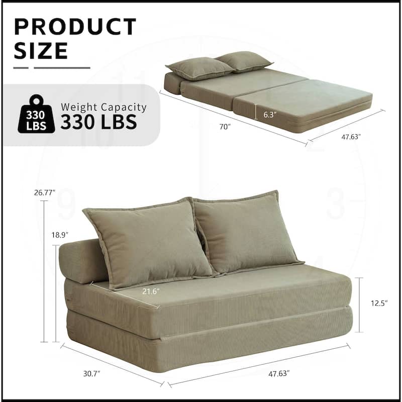 Foldable Sofa Bed Sleeper Lounge Chair with Pillow Floor Mattress