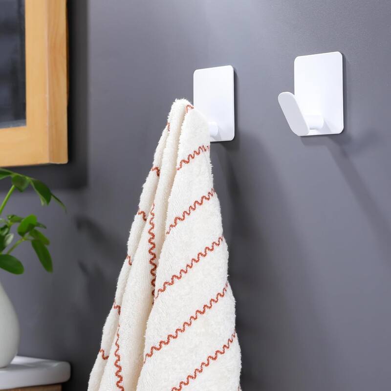 (Pack of 4) Adhesive Hooks Towel/Coat Hooks Stick to Bathroom or Kitchen