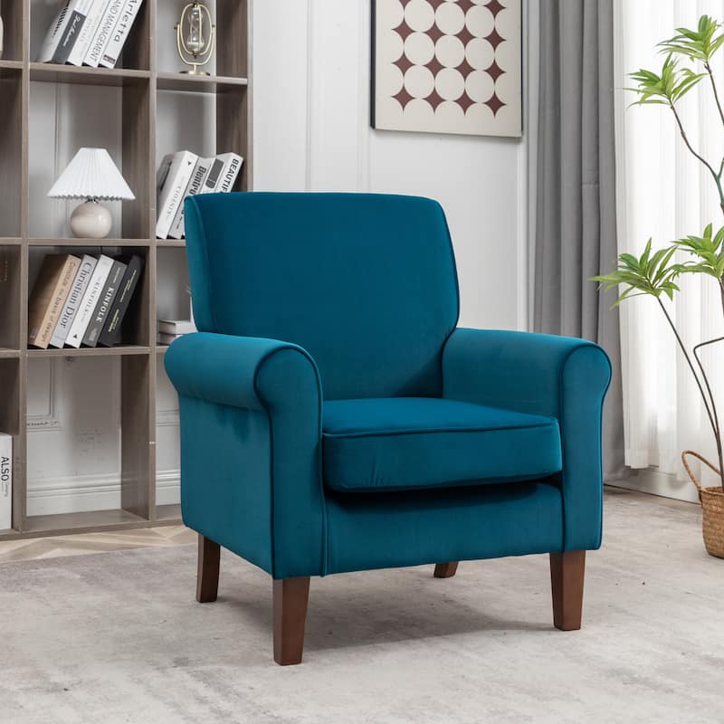Traditional Rolled Arm Living Room Armchair - Royal Blue