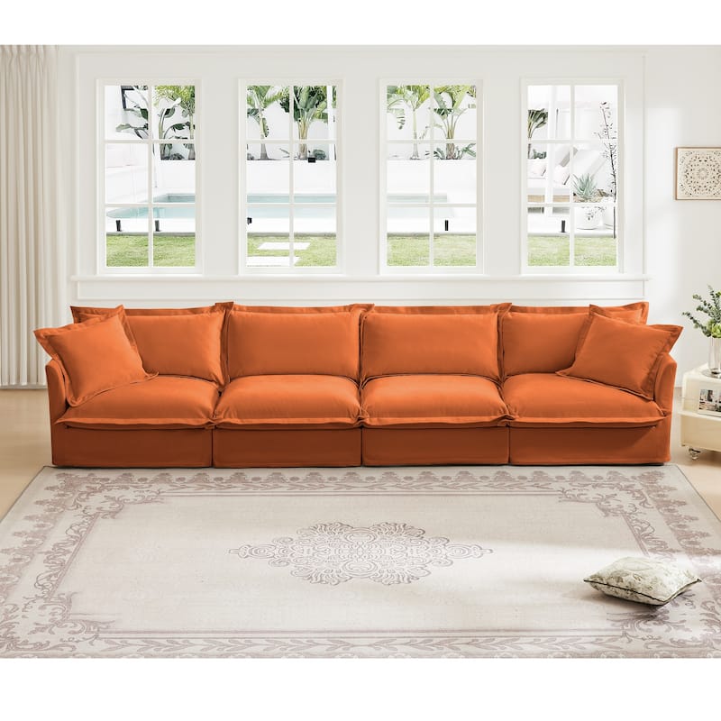 4-Seater Chenille Sofa with Removable Cover for Living Room