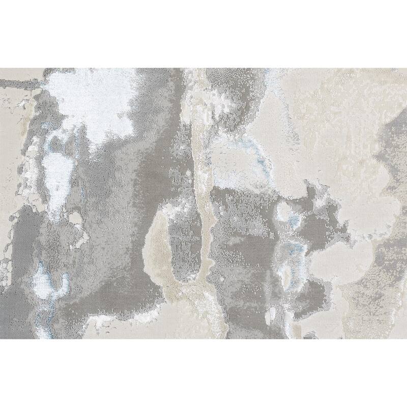 Aurelian Modern Metallic Marble Accent Rug, Beige/Teal//Gray
