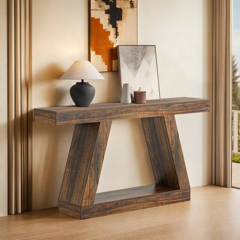 Farmhouse Console Table, 55" Sofa Table with Storage
