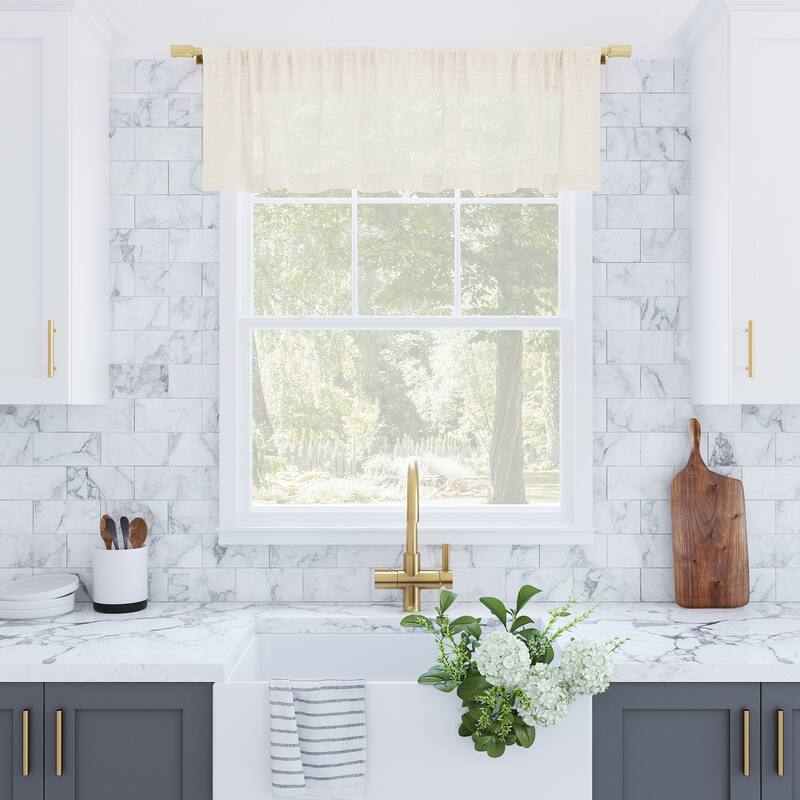 Archaeo Slub Textured Linen Blend Cafe Curtain Valance - 56" x 14" - Ivory