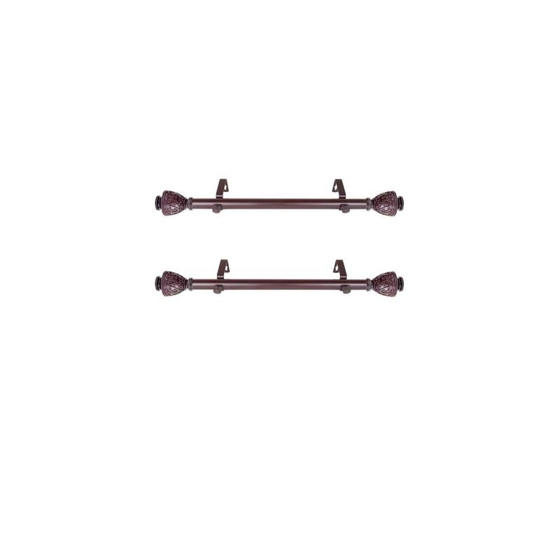 Steel Curtain Rods Set - 12-20 Inch Adjustable Rods with Finials - Drapery Rods for Windows - M