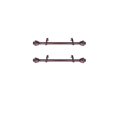 Steel Curtain Rods Set - 12-20 Inch Adjustable Rods with Finials - Drapery Rods for Windows - M