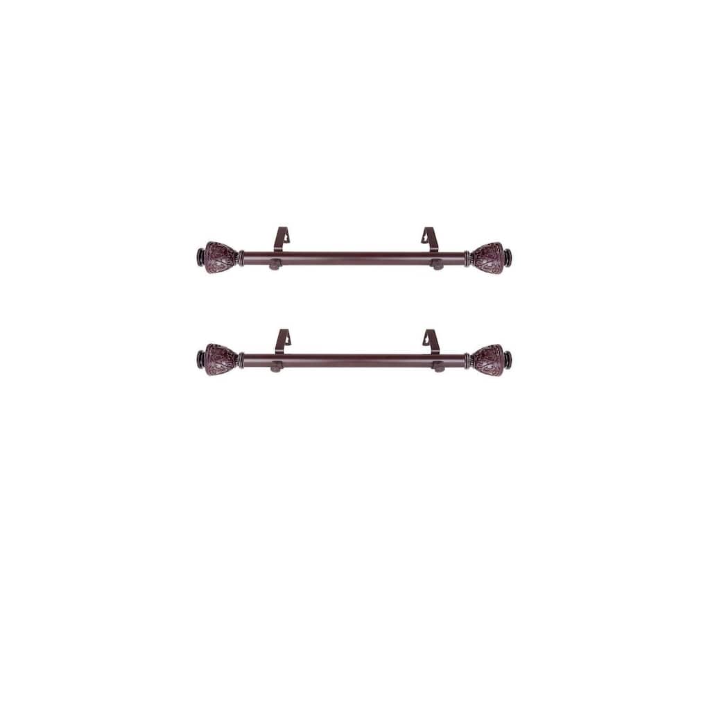 Steel Curtain Rods Set - 12-20 Inch Adjustable Rods with Finials - Drapery Rods for Windows - M