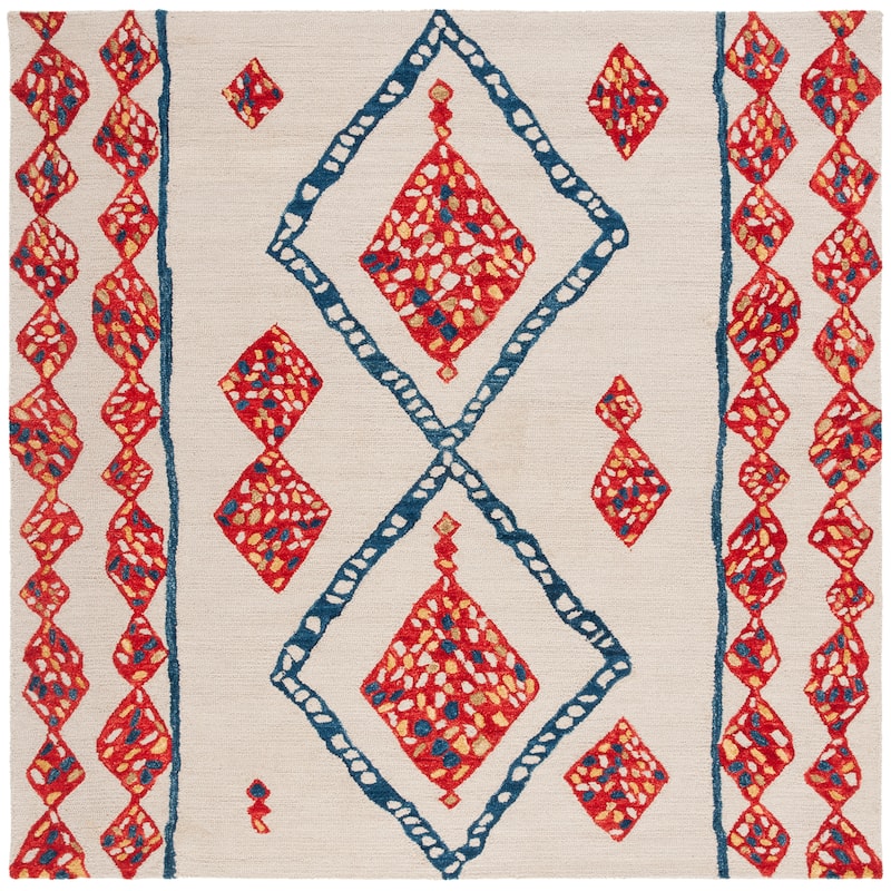 SAFAVIEH Handmade Aspen Radana Boho Tribal Wool Rug - 7' Square - Ivory/Multi