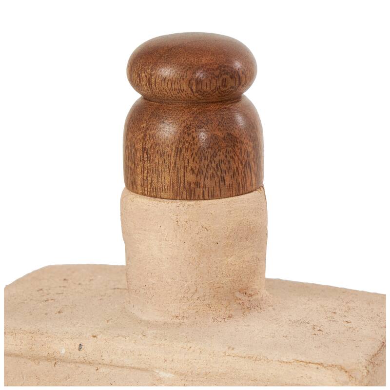 Paper Mache Floral Decorative Jars with Varying Shapes and Carved Wood Etchings - Set of 3 Brown - Roche River Decor