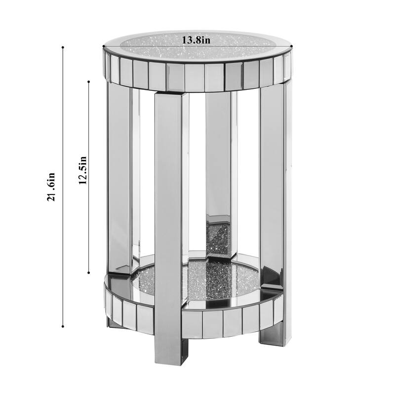 Mirror round table with crystal inlay