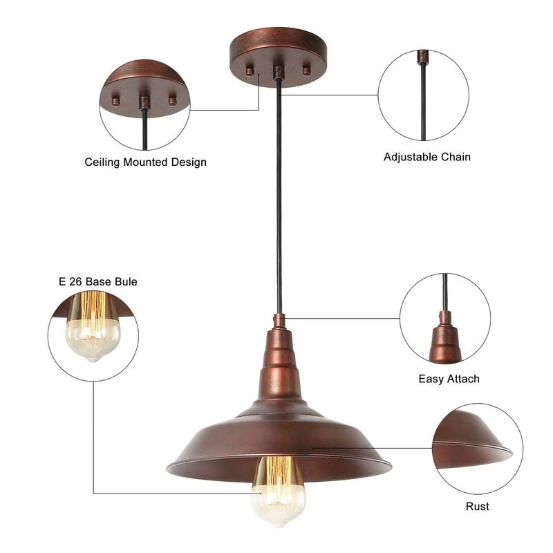 Farmhouse Industrial 1-Light Pendant Lights Pot Barn Lamps for Kitchen Island
