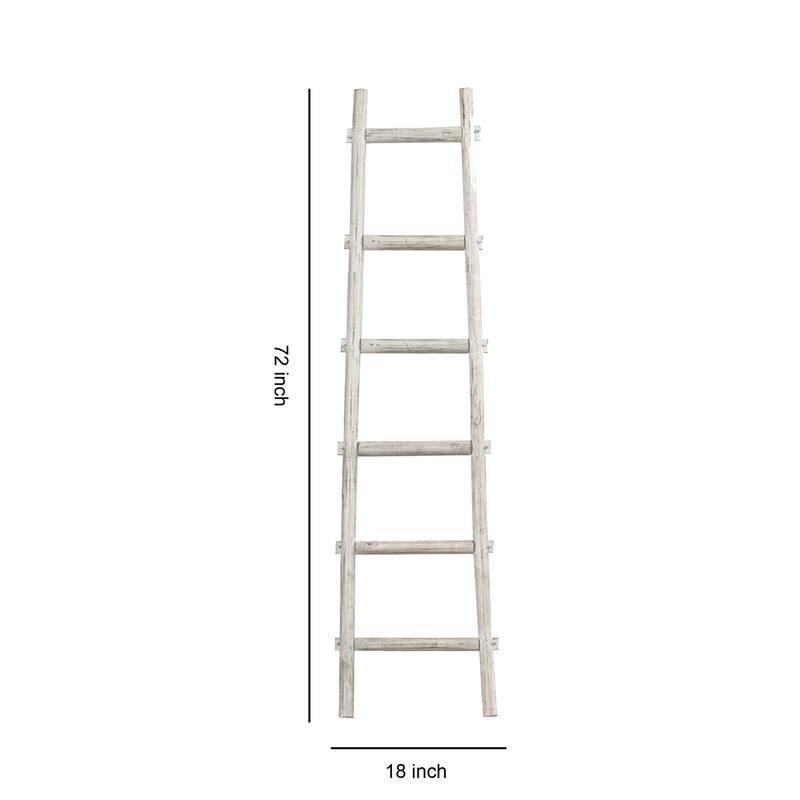 Transitional Style Wooden Decor Ladder with 6 Steps, White