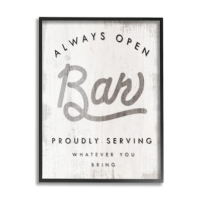 Stupell Always Open BYOB Bar Sign Funny Drinking Phrase Framed Wall Art