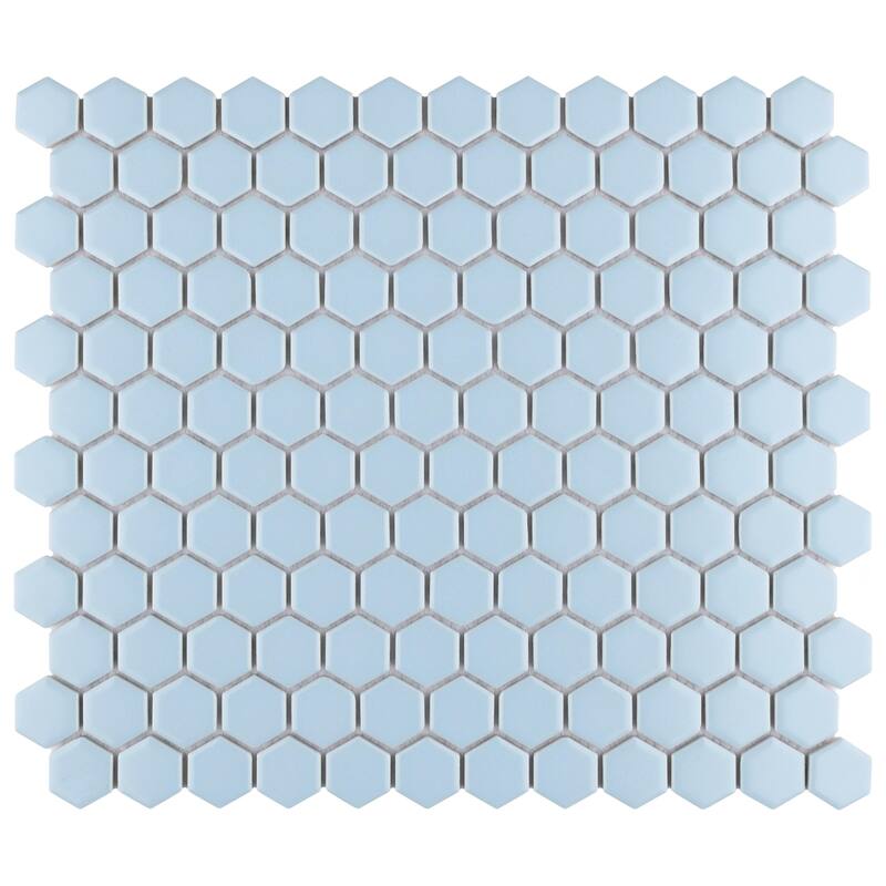 Merola Tile Metro 1" Hex Matte Light Blue 10-1/4"x11-7/8" Porcelain Mosaic Tile