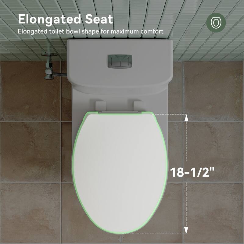 HOROW 1 Piece Compact Elongated ADA Height Dual Flush Toilet White 0.8 1.26 GPF 1000g Flush Seat Included