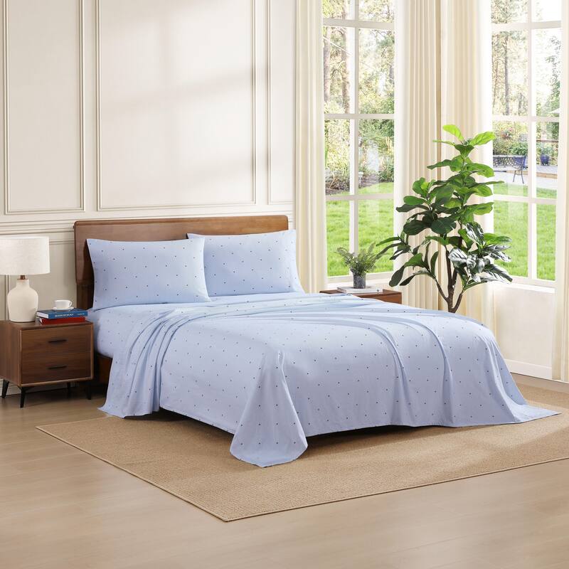 Tommy Hilfiger Printed Cotton Percale Sheet Set - Ithaca Flag Stripe Blue - Full