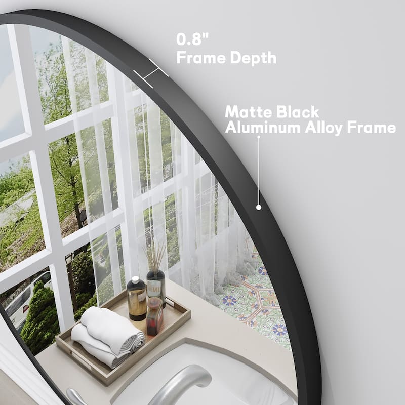 KIOTEE Full Length Round Aluminum Alloy Framed French Cleat Mounted Wall Decor Bathroom Vanity Mirror with 5-Year Warranty