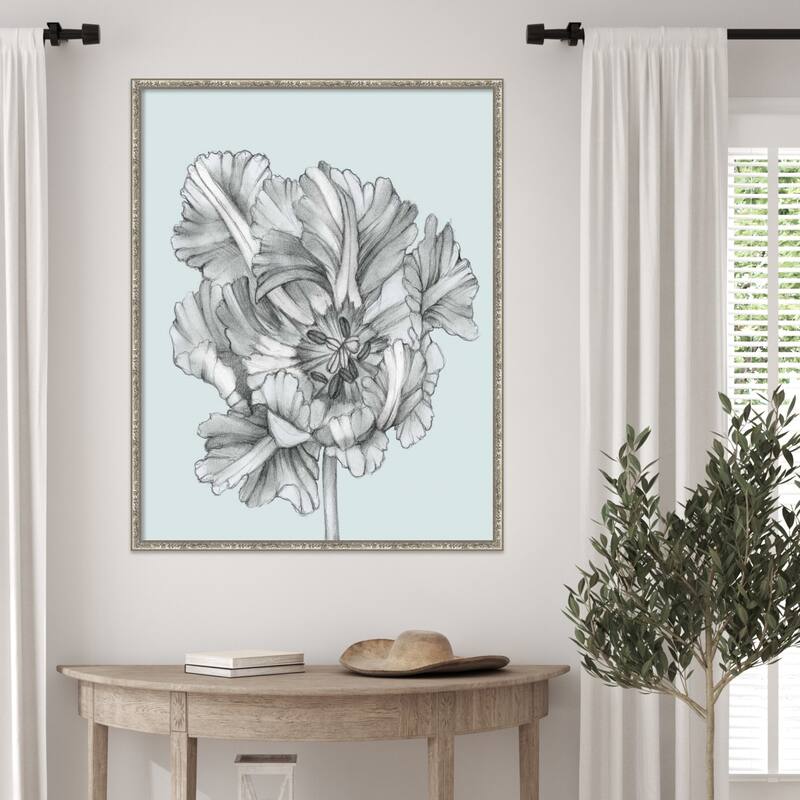 Silvery Blue Tulips No. 1 by Jennifer Goldberger Wood Framed Wall Art Print - Belvedere Silver