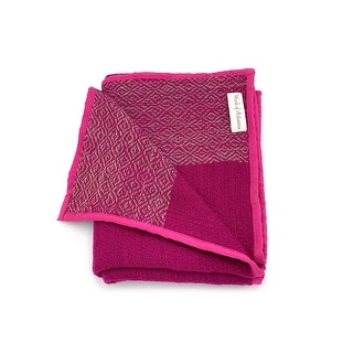 Work of Artisans Wool Woven Baby Blanket-Diamond Weave-Purple w/ Gray Border