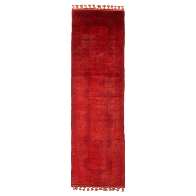 ECARPETGALLERY Hand-knotted Color Transition Red Wool Rug - 2'8 x 8'10 - Red - 2'8 x 8'10
