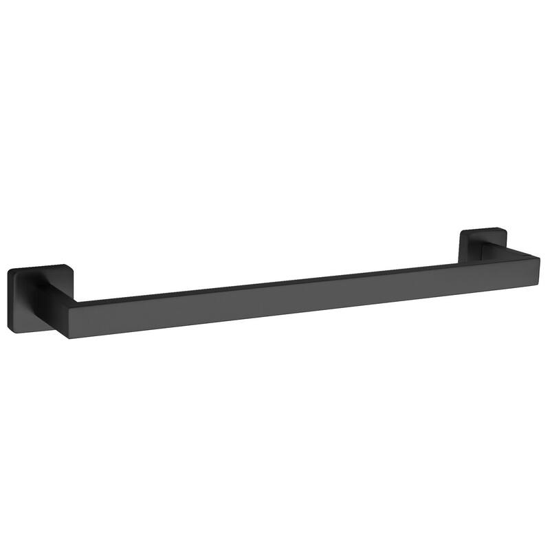 Square Collection 18" Wall Mounted Bathroom Towel Bar - Matte Black