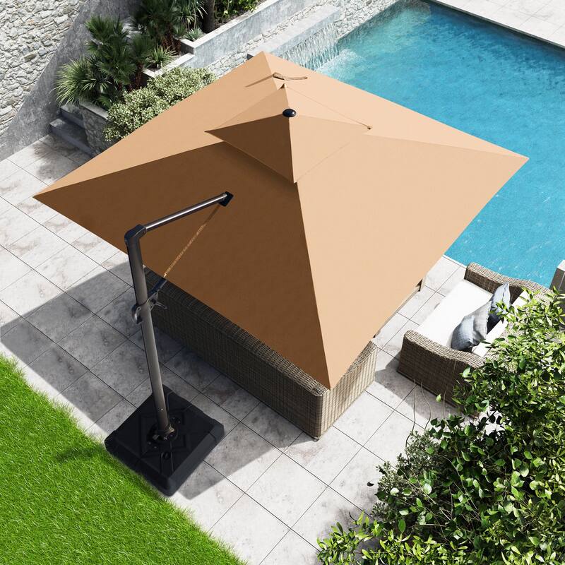 VredHom 11 Ft Patio Cantilever Offset Umbrella with Double Top