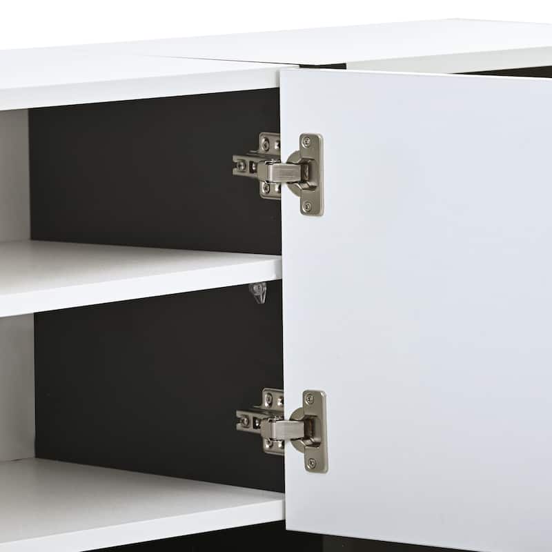74.8" TV Stand with High Gloss UV Surface, 2 Small Drawers and 3 Big Cabinets for TVs Up to 80"