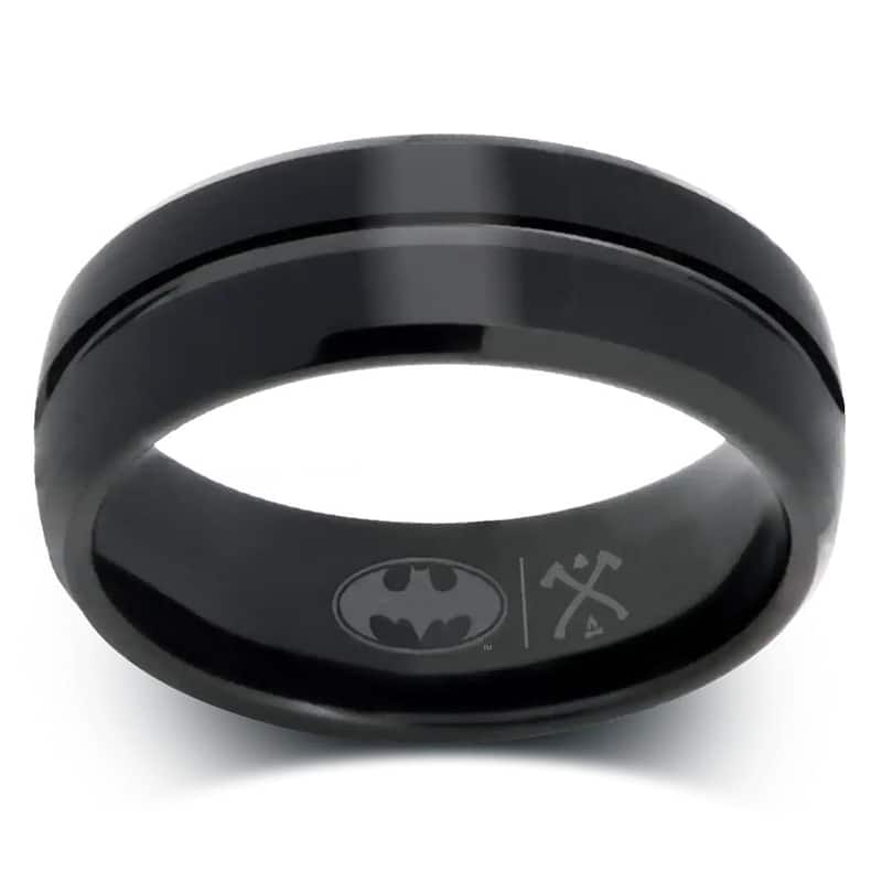 Manly Bands THE CAPED CRUSADER Tungsten Black Plated 8mm Satin Band