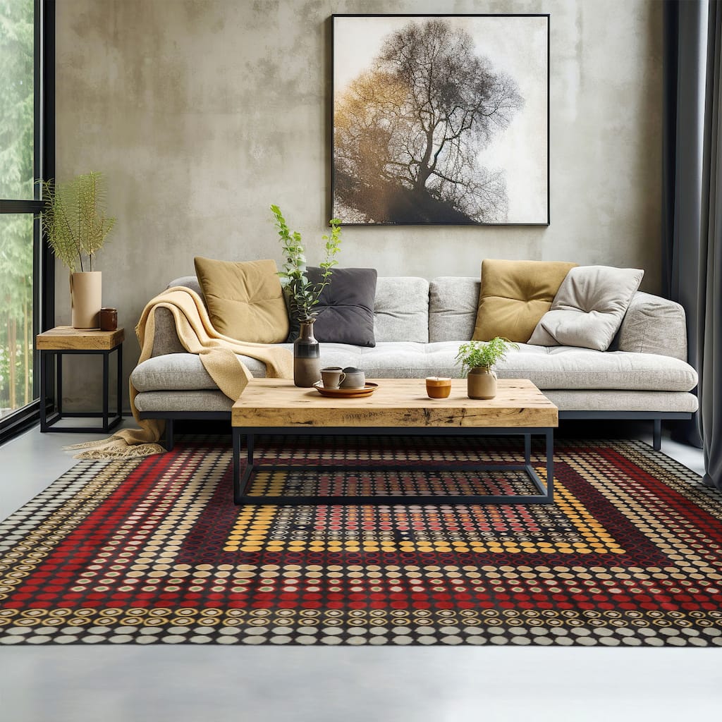 7'11''x8'4'' Tibetano Hand Knotted Wool Dark Grey Modern Rug - 7' 11'' x 8' 4''