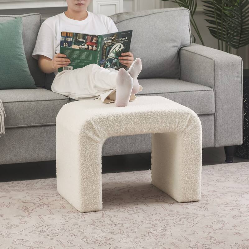 Adeco Velvet Footrest Ottoman for Living Room Bedroom