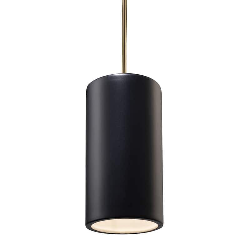 Justice Design Group Large Cylinder Pendant - Rigid Stem - Antique Brass/Carbon Matte Black