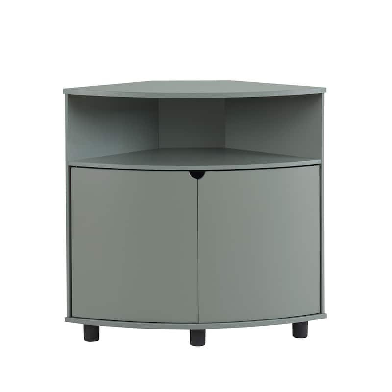 DH BASIC Modern 31-inch LED Corner Accent Cabinet with Open Shelf by Denhour