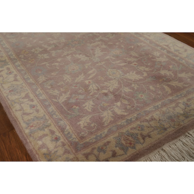 Hand Knotted Oriental 100% Wool Carpet Traditional All-Over Pink Art Deco Area Rug - 5' 0'' X 3' 0''