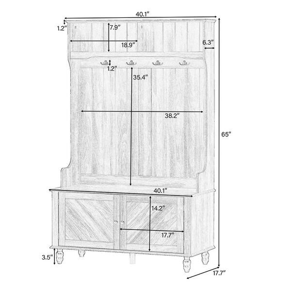 Hall Tree Entryway Bench Storage Bench for Entrance -17.7"Wx40.15"D