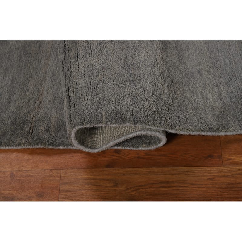 Gray Modern Gabbeh Oriental Runner Rug Handmade Wool Carpet - 3'4"x 6'6"
