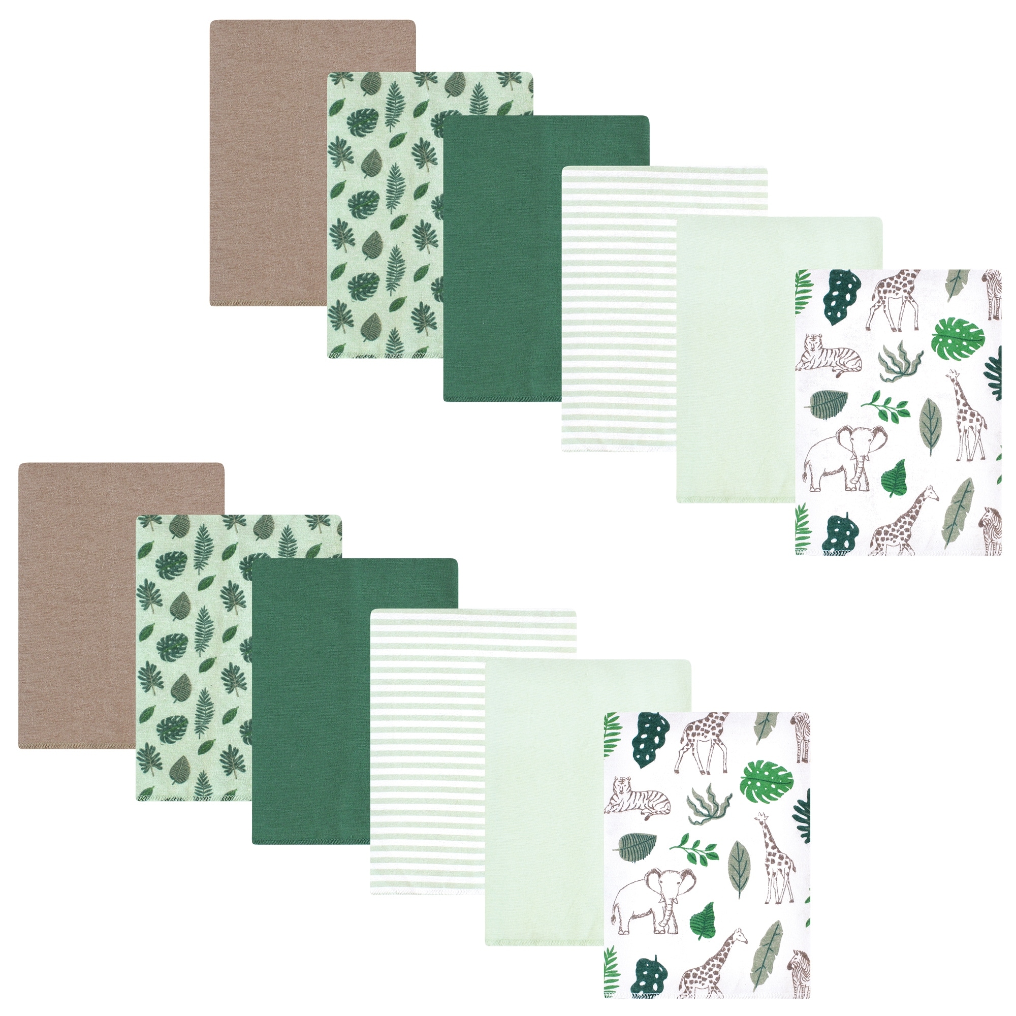 Hudson Baby Flannel Burp Cloth 12pk, Jungle, One Size - Jungle - One Size