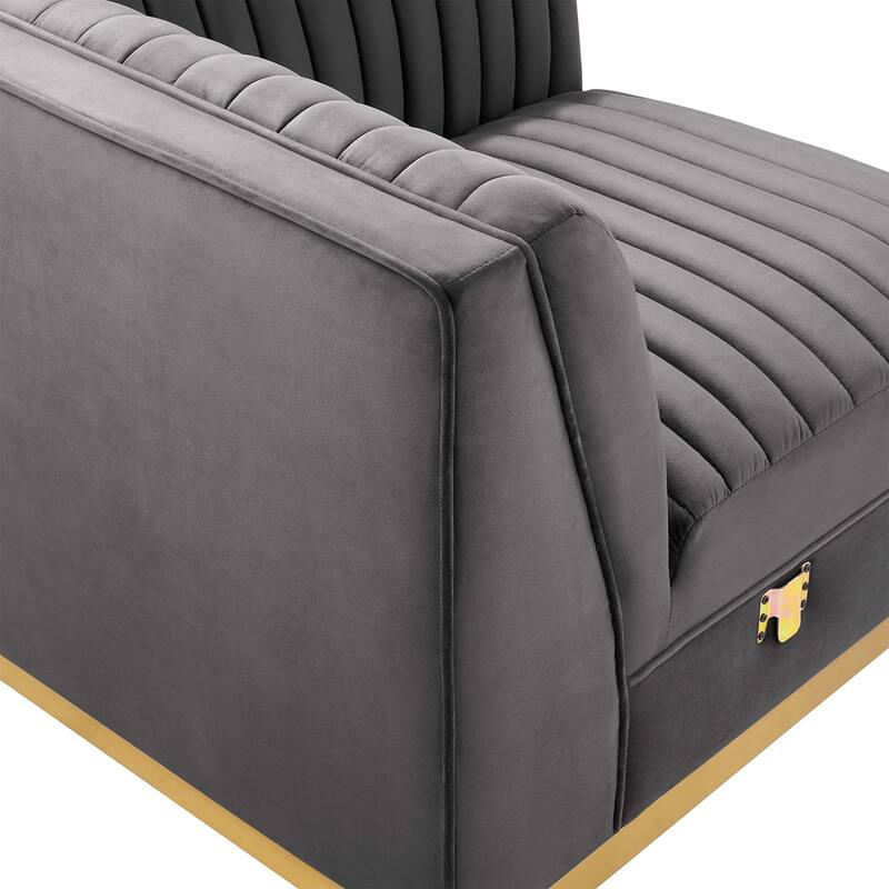 Sanguine Channel Tufted Performance Velvet 4-Piece Left-Facing Modular Sectional Sofa