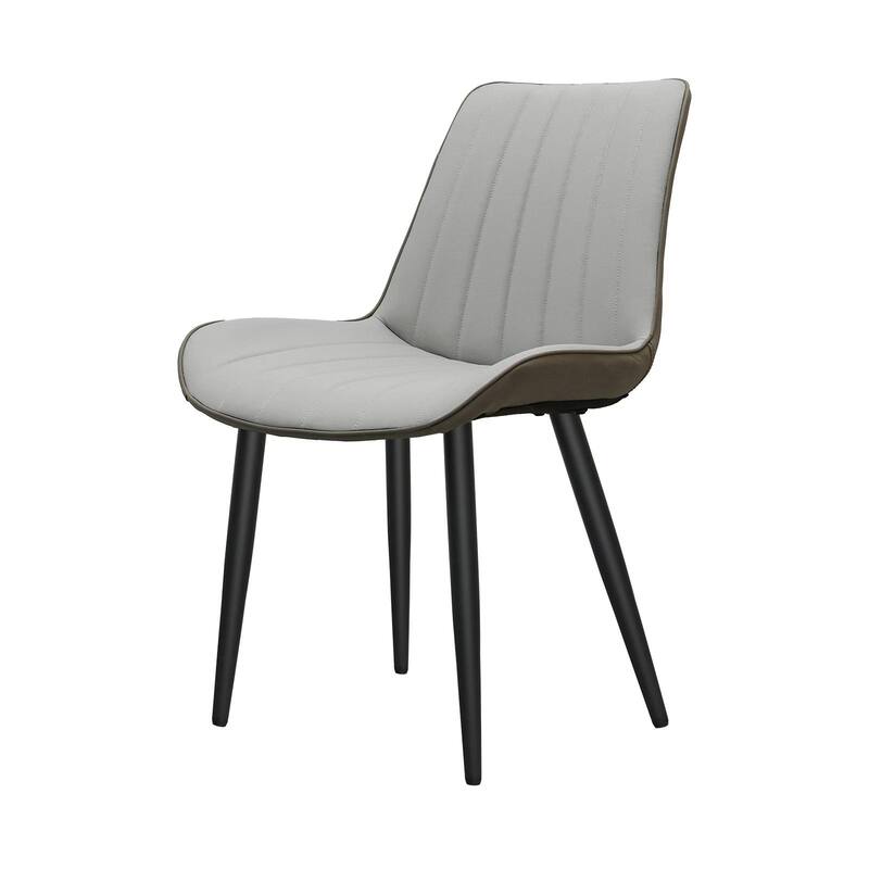 PU Leather Dining Chair with Metal Legs, Wave Pattern Upholstered Armless Chair Set of 4 for Kitchen, Restaurant, Living