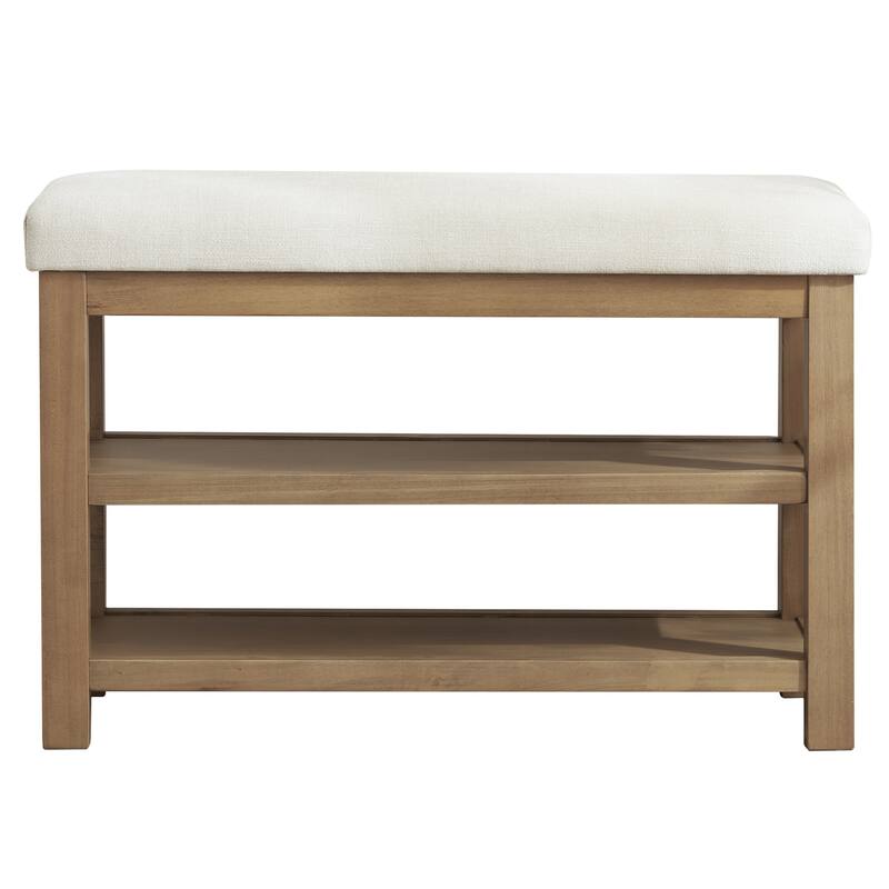 HUIMO Multi-Functional Solid Wood Bench with Storage Shelves 46in/39in