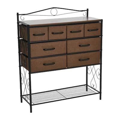 Household Essentials Victoria Dresser Table Storage Organizer with 8 Drawers and Shoe Shelf