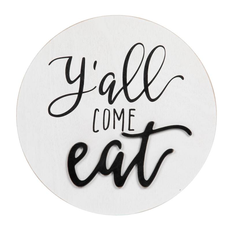 "Y'all Come Eat" Square Pine Wood Wall Décor