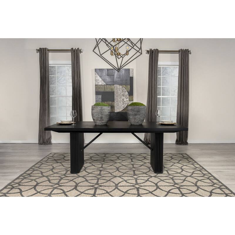 Houston Black Rectangular Double Pedestal Dining Table