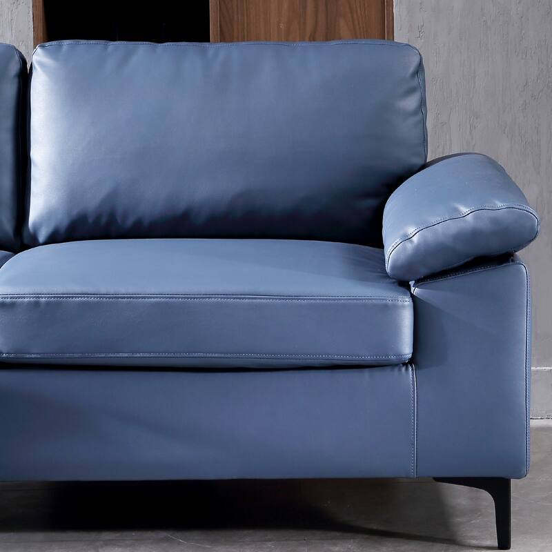 OVIOS Reversible Chaise Sofa With Fluffy Cushions Metal Legs