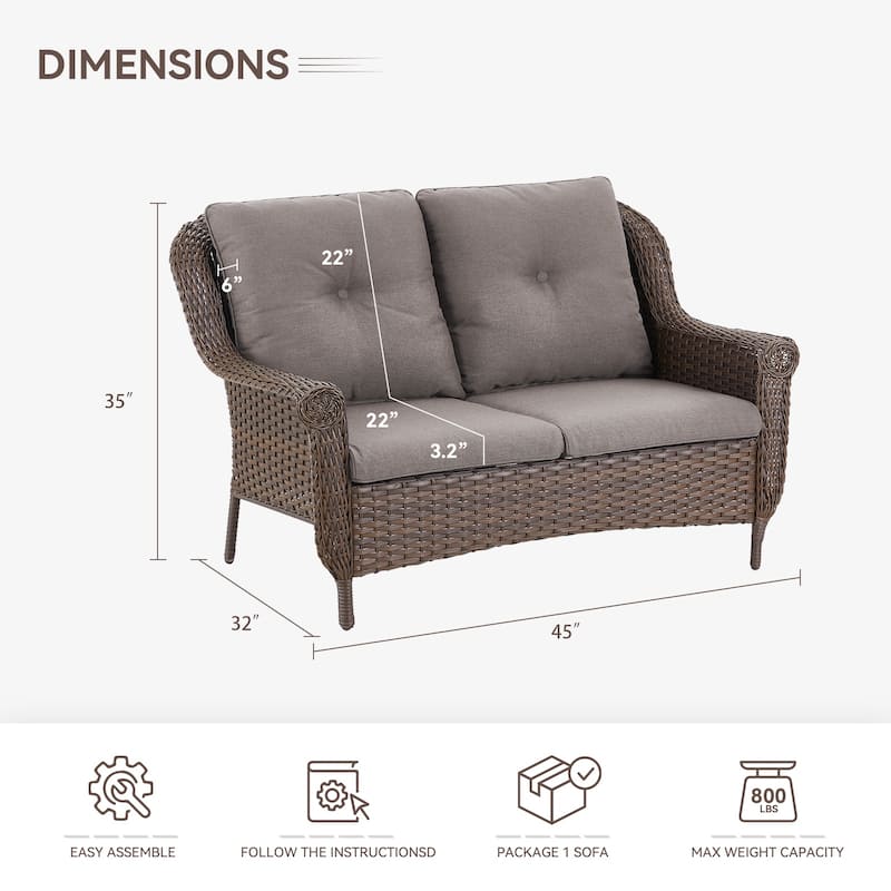Gymojoy Premium Outdoor Wicker Loveseat Sofa with Cushions