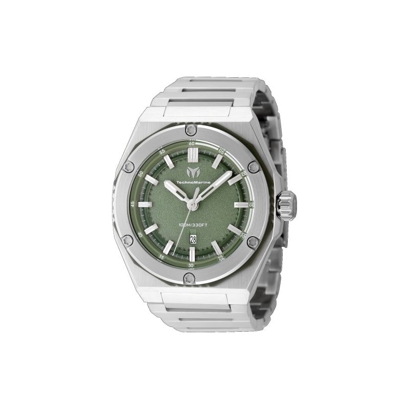 Technomarine Men's TM-416075 CORAL Quartz 3 Hand Olive Green Dial Watch