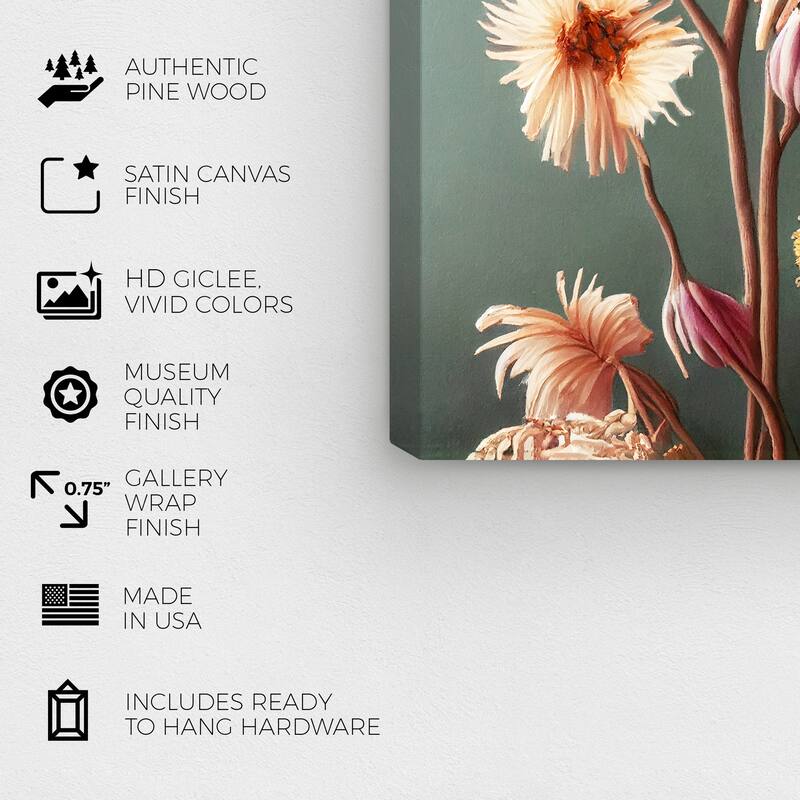 Wynwood Studio Canvas Floral and Botanical Florals for Winter III Gray and Cream White Farmhouse Wall Art Canvas Print
