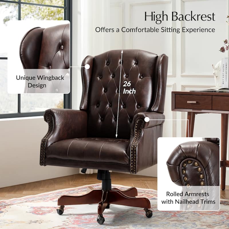 Maximiliano Modern Swivel Executive Chair with Tufted Back by HULALA HOME