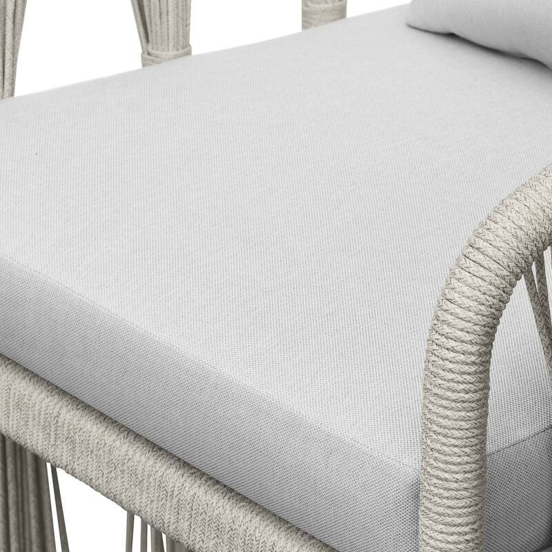 Alexa Outdoor Dining Arm Chair with Pillow Back, White