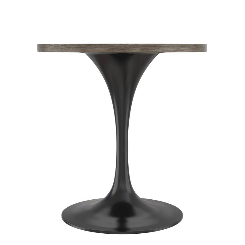 LeisureMod Verve 27" Round Dining Table with MDF Wood TableTop and Black Steel Base for Kitchen & Dining Room - 27.56"